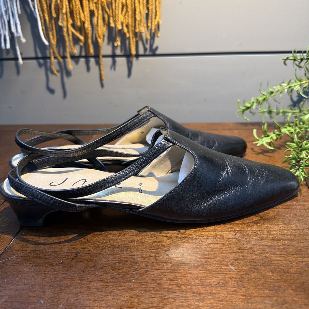 Vintage JAZZ Espana Women's Shoes Sz 7 Black Leather Heels Made in Spain EUC - Picture 3 of 10